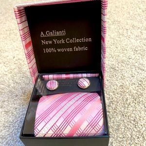 Tie, Handkerchief, and Cuff links set